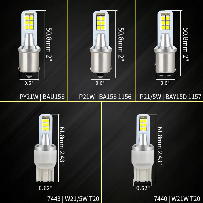 NAO светодиодный P21W PY21W 7443 светодиодный w21w ba15s автомобиля лампы 12V W21 5 Вт 1157 7440 DRL bau15s сигнала поворота светильник bay15d