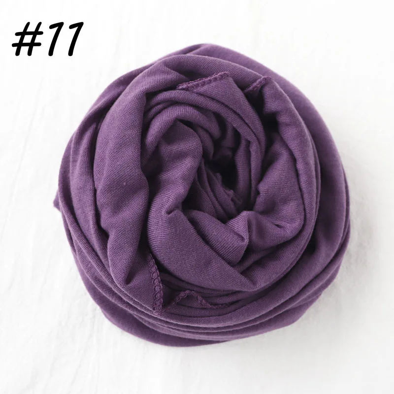 Один кусок Хиджаб Женский вискозный Джерси-шарф Мусульманский Исламский сплошной простой Джерси хиджабы Макси шарфы мягкие шали 70x160 см - Цвет: 11 deep purple