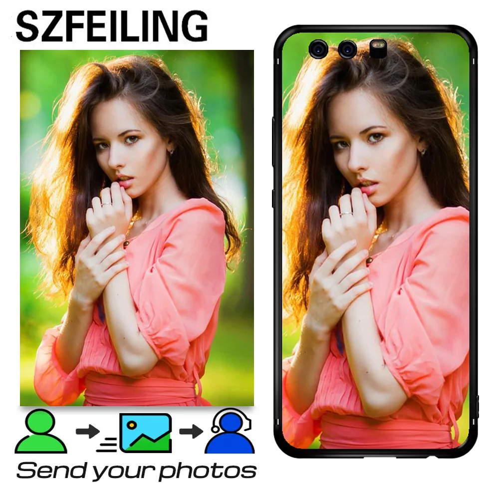 

Customized Image phone case For Huawei Mate 20 10 9 Pro X P30 P10 P20 Lite P9 Plus back cover DIY photo High Glass black case