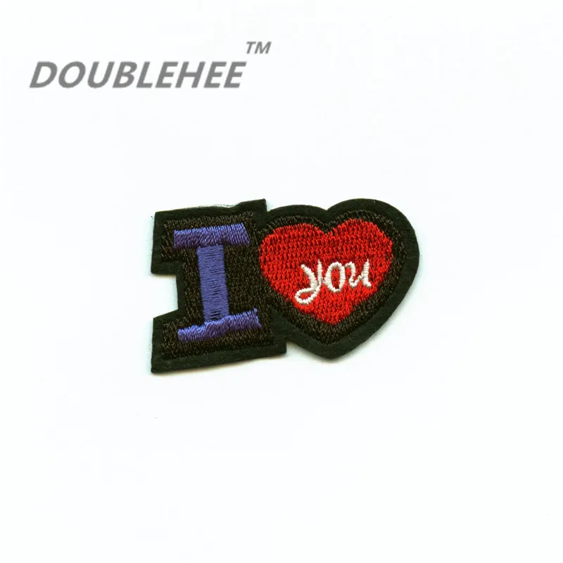 

DOUBLEHEE 4.6cm*3cm Embroidered Iron On Patches For Clothing I Love You Design For diy Hairband T-shirt Phone Bag Accessories