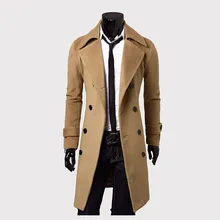 Winter British Style Long Wool Trench Coat Men Double Breasted Men’s Jacket Brand casual Overcoat Black Grey Khaki 3XL 5z