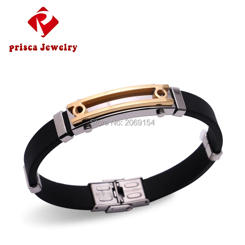 Mens Gold Bracelet Silicone Wristband Fashion Jewelry Bracelets Charrm