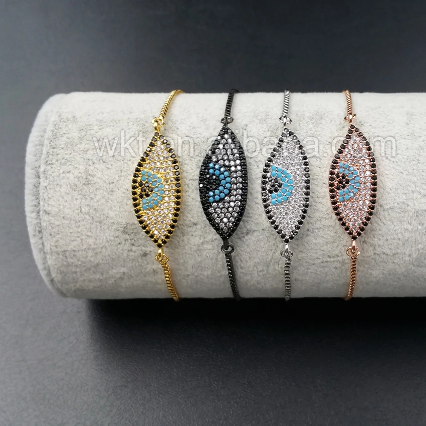 

WT-B299 Popular Oval Eye CZ Chain Bracelets Design Jewelry, High quality 4 Metal Connector Bracelets Eye CZ Women Jewelry GIFT