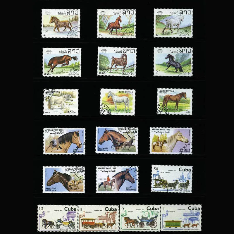 Лошадь, 100 шт./лот со всего мира не используется с почтовой маркой почтовые марки для сбора