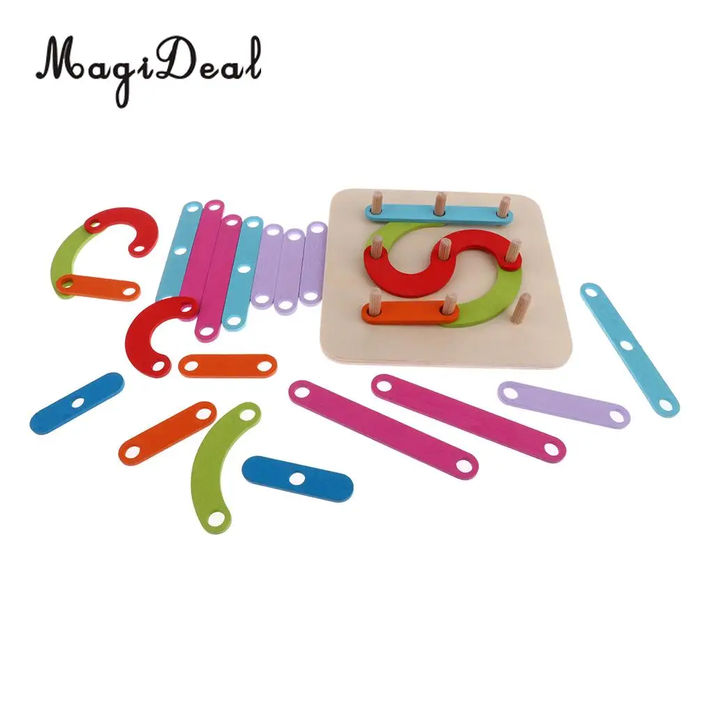 MagiDeal Column Letter Number Wooden Building Blocks Montessori Early Education Toys for Children Baby Toddler Preschool Kids