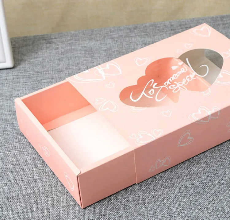 10 шт свадебные подарочные коробки вечерние подарочные ящики крафт-бумага коробка с окном розовое сердце печенье конфеты чашки торт коробки и упаковки