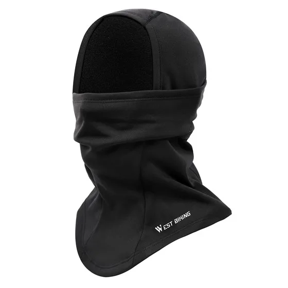 WEST BIKING, зимняя велосипедная маска, для спорта на открытом воздухе, Полнолицевая шапка, теплый шейный шарф, термальная Балаклава, капюшон, головной убор, велосипедные маски - Цвет: Black