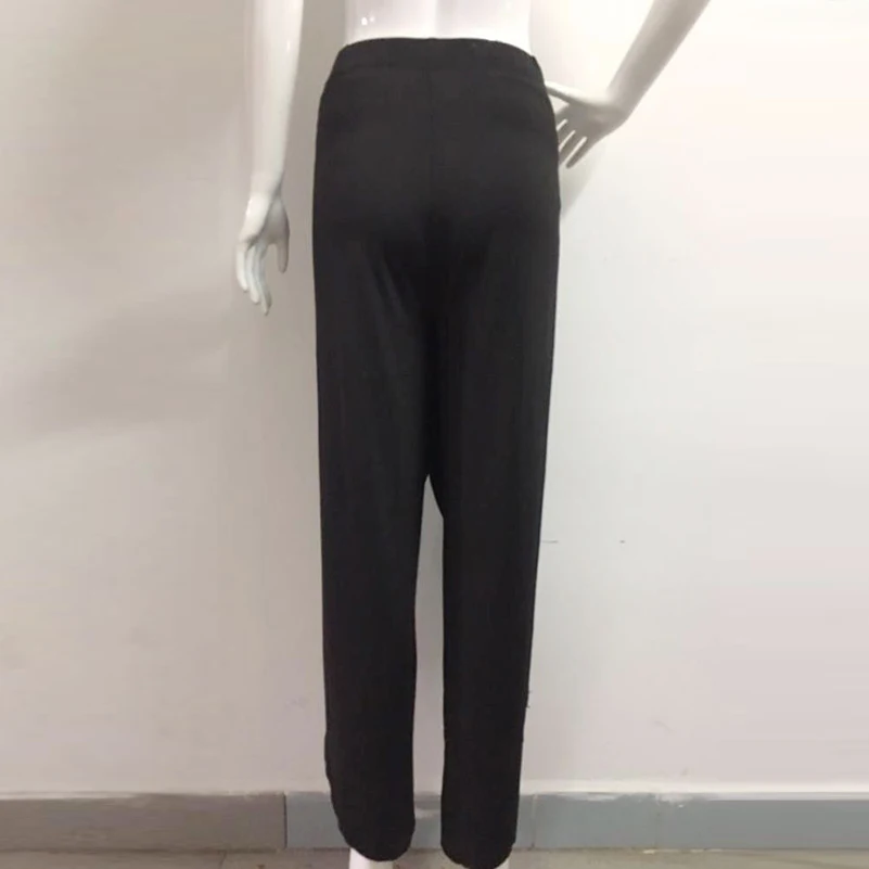 Женские длинные штаны Лето Осень Повседневный стиль свободные однотонные Большие размеры с высокой талией черные белые широкие штаны с эластичной резинкой на талии мода-N