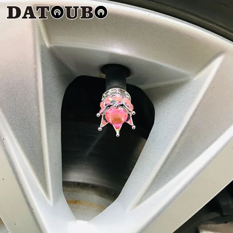 DATOUBO 16 шт. Новое поступление Серебряная корона розовые белые алмазные колпачки для автомобильных шин хрустальные колпачки вентиля шины для велосипедного колеса Колпачок для пылеудалителя