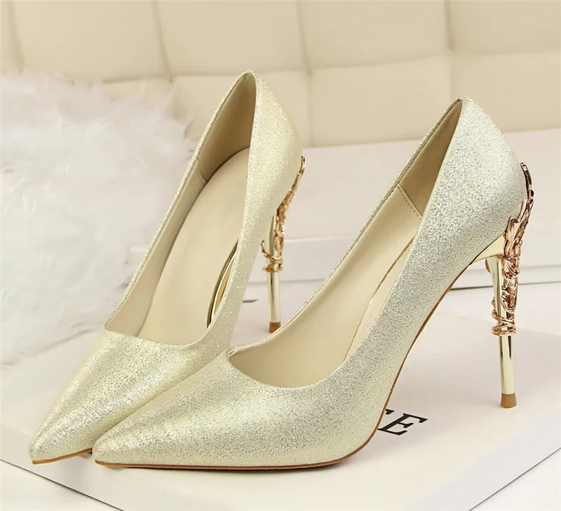 bridal shoes wedding shoes woman gold high heels pointed toe pumps women shoes high heel ladies shoes zapatos de novia