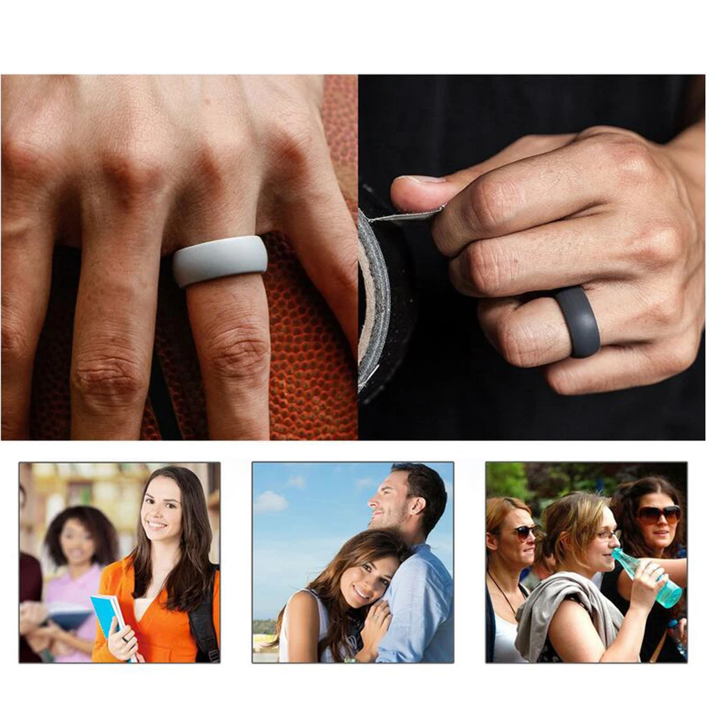 MagiDeal 7Pcs Premium Silicone Rubber Wedding Party Rings Mens Women Jewelry