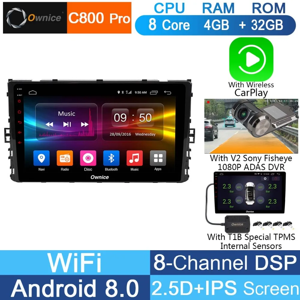 Автомобильный DVD плеер 9 &quotIPS Android 8 1 ядер 4 Гб ОЗУ + 32 ПЗУ GPS радио ADAS для VW Passat Golf Tiguan