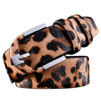 

6PCS/LOT SINGYOU Leopard Print Women Men Genuine Leather Belt Fashion Casual Pin Buckle Belt Female Jeans Accessories