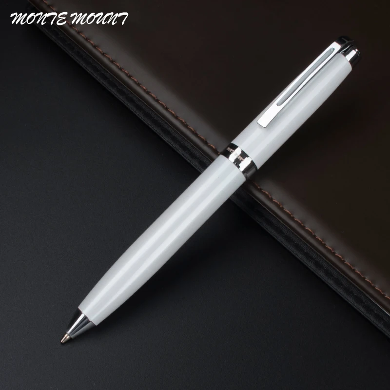 

monte mount Arrival white Rod Rotating Metal Ballpoint Pen Commercial Ballpoint Pen Gift Stationery Free Shipping
