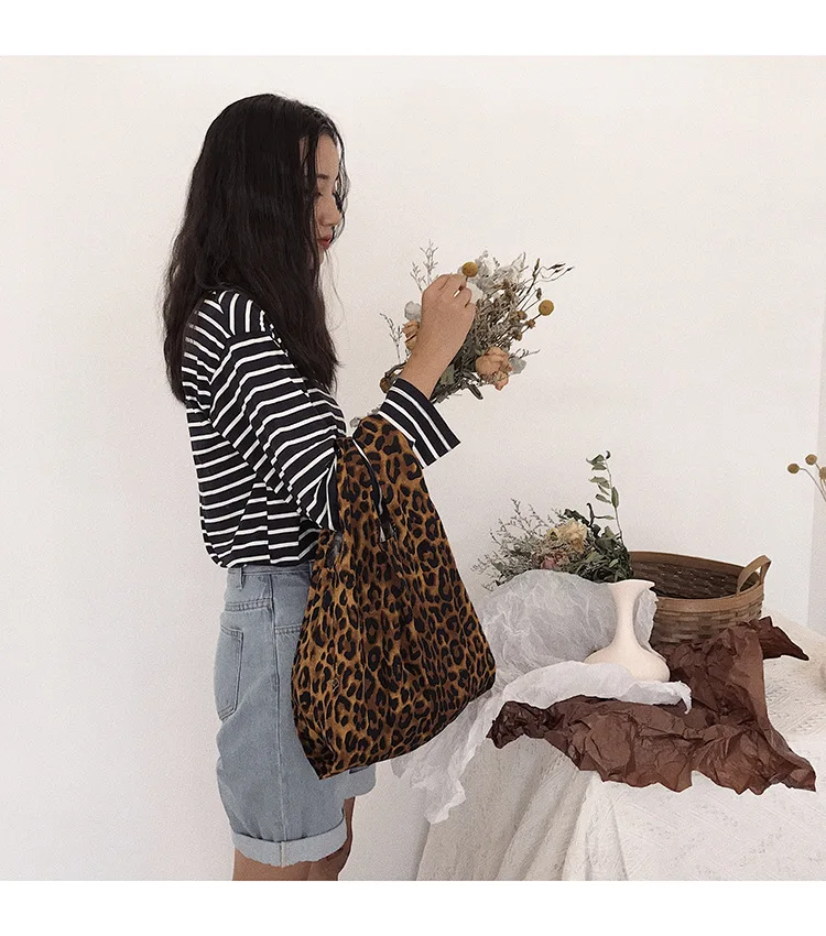 YILE Nova Moda Marrom Leopardo Algodão Lona