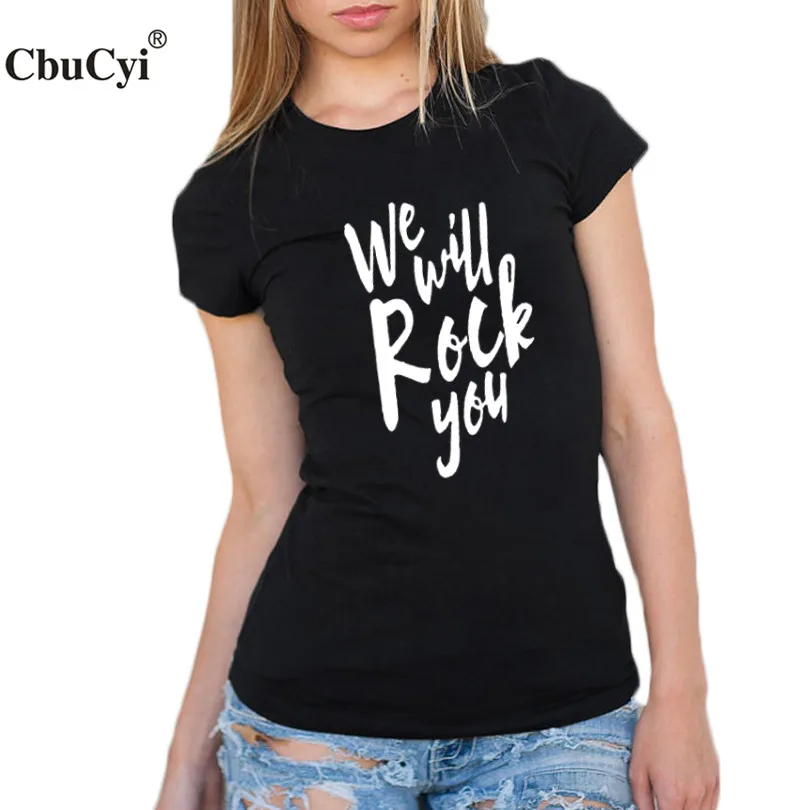 Punk Rock Tshirt We Will Rock You T shirt Funny Harajuku Slogan Printed