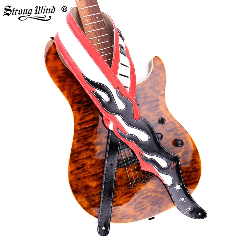 

Strong Wind Guitar Strap High-end Guitar Strap Imported Leather Handmade Guitar Parts and Accessories 7.5*140CM Length