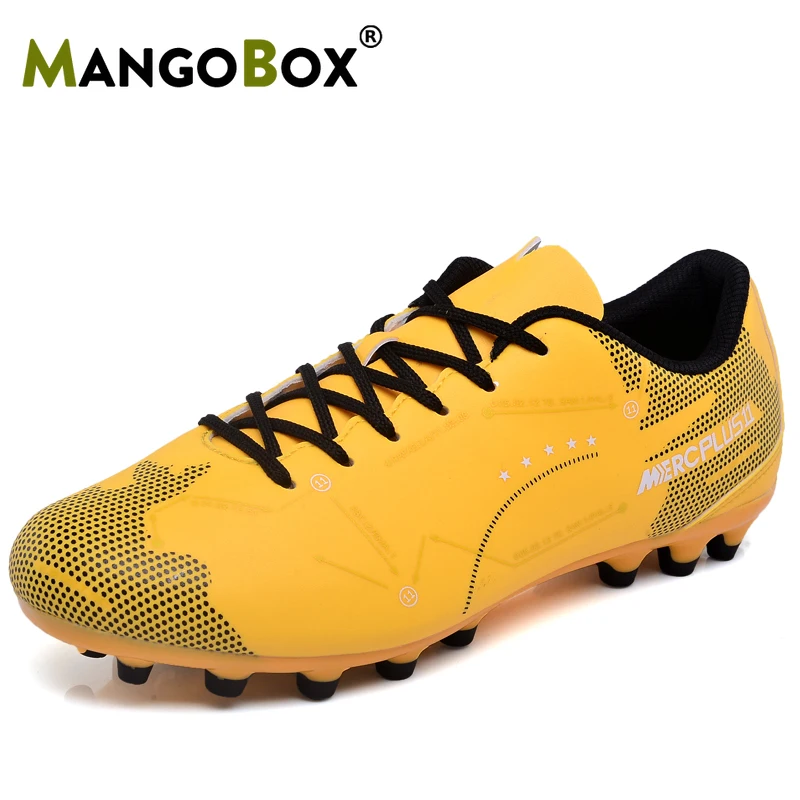 Лучшая мужская футбольная обувь уличная газонная спортивная обувь женская желтая синяя детская обувь для футбола длинные шипы