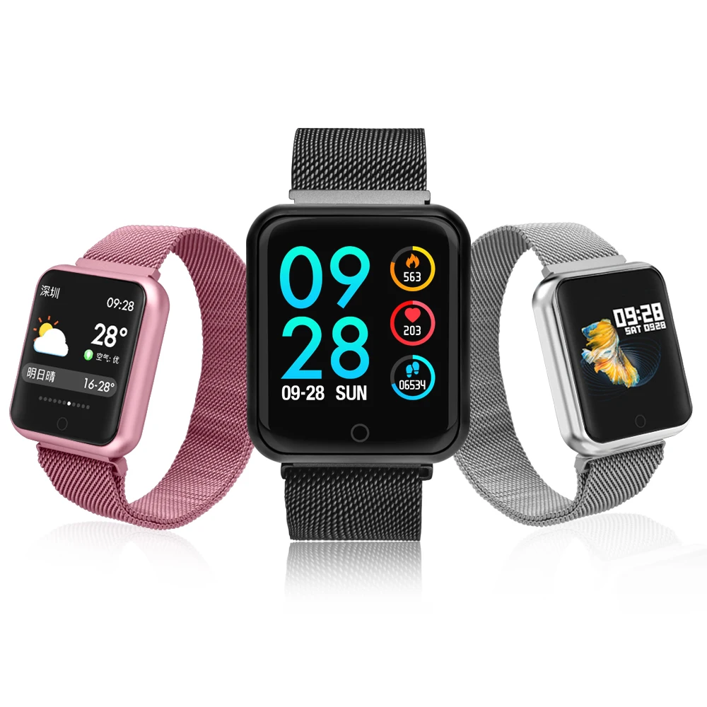 

P68 Smart watch band IP68 Waterproof supports heart rate blood pressure monitor Portable adsorption metal strap fitness bracelet