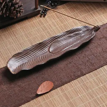 

1 Pcs Leaf Porcelain Inserted Burner Ceramic Incense Seat Joss Stick Incense Holder Incense Box Lying Censer