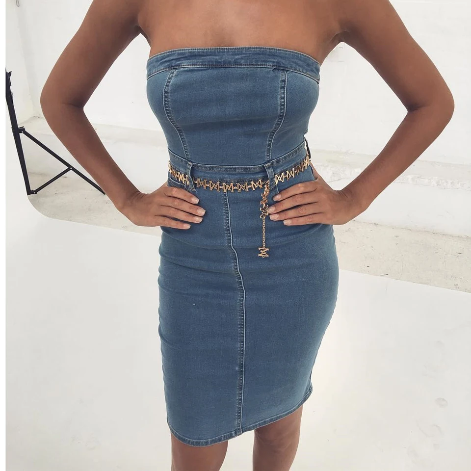Strapless Denim Dress (3)