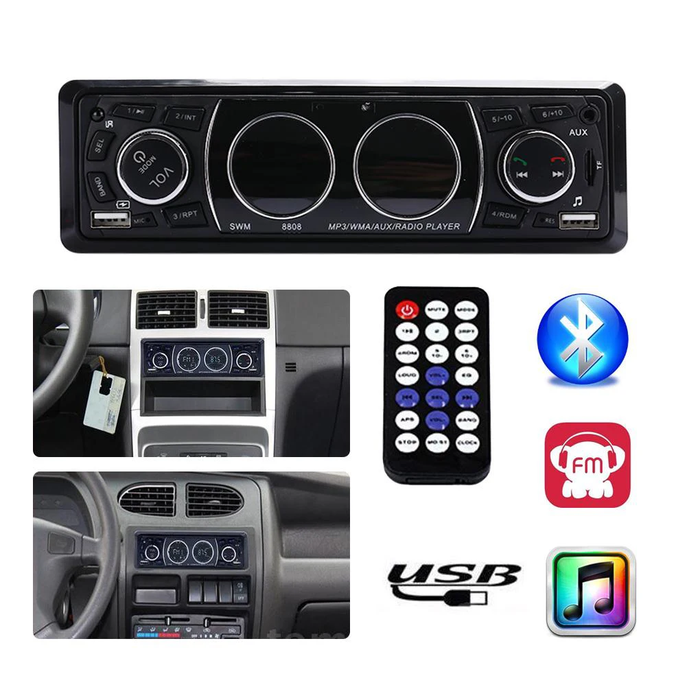 

1 DIN Car Radio Stereo FM MP3 Audio Player 12V Bluetooth USB SD AUX Auto Electronics Subwoofer In-Dash Auto Radio remote control
