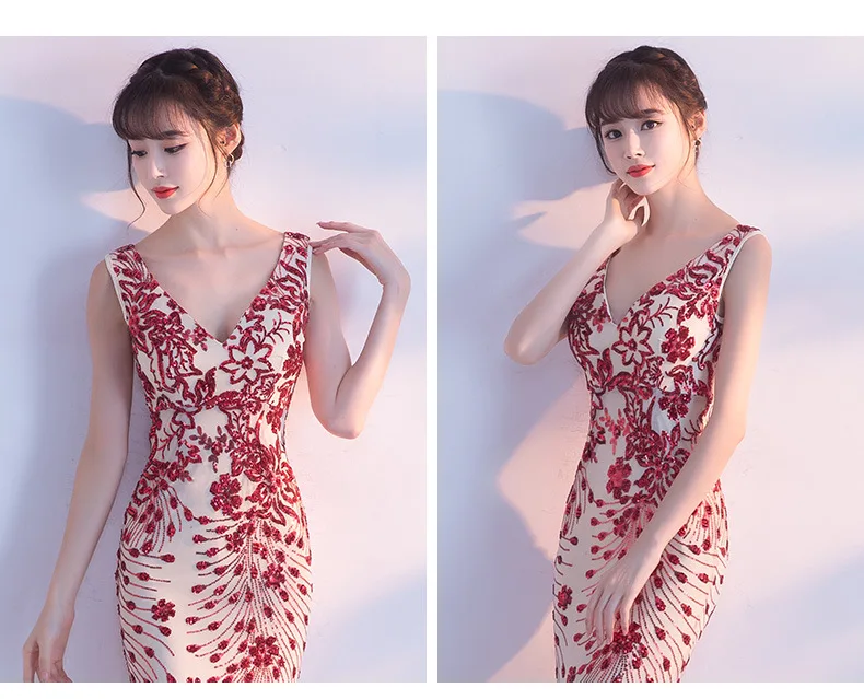 Womens summer dresses new arrival 2019 Party Sleeveless V neck Sexy slim long fashion Trumpet mermaid female clothes (57)