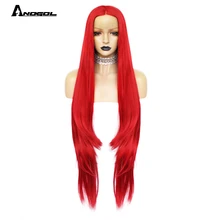 Anogol длинные натуральные волнистые красные синтетические парики на кружеве часть Высокая температура волокна волос парик для женщин