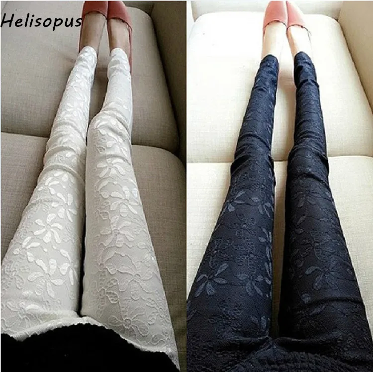 Helisopus летние модные женские тонкие обтягивающие брюки карандаш кружевные эластичные черные белые леггинсы размера плюс 3XL