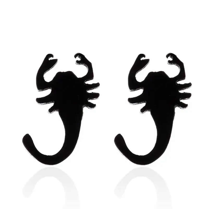 SMJEL серьги в стиле хип-хоп, черные ювелирные изделия в виде животных, маленькие круглые серьги-гвоздики из нержавеющей стали, лучший подарок для врача для женщин, девушек - Окраска металла: Scorpion GED066