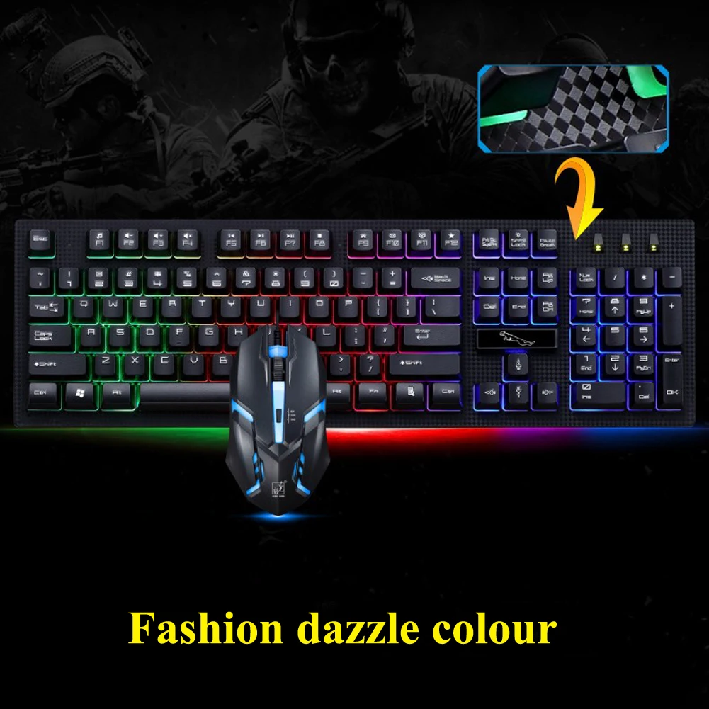G20 Backlight LED Pro Gaming Keyboard USB Wired Powered Gamer Keyboard With 2000 DPI Mouse For Computer Game LOL Light Gaming