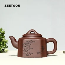 350 мл подлинный исинский чайник резьба пейзаж Si Fang горшок китайская здоровая фиолетовая глина ручная работа чайный набор кунг-фу Zisha чайник
