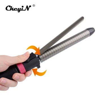 

5 files Rotatable Curling Iron Stick Fast Heating Hair Curler Digital Wave LED Titanium Rotating clip Salon Styler Tool 25mm S34