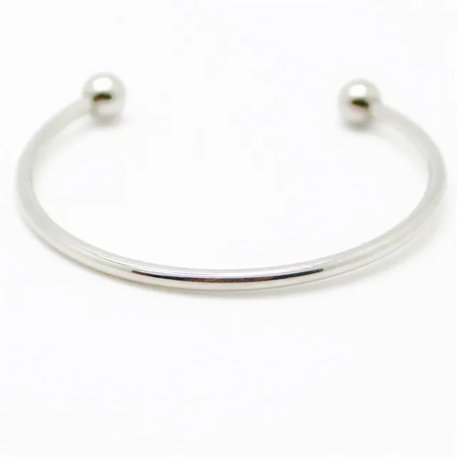 Free Shipping Half round Silver Plated Charm Bead Bangle Women Jewelry