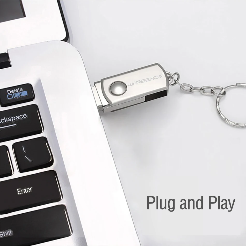 Новая металлическая USB флешка WANSENDA 128 ГБ Вращающаяся ручка накопитель 64 32 16 8 флеш
