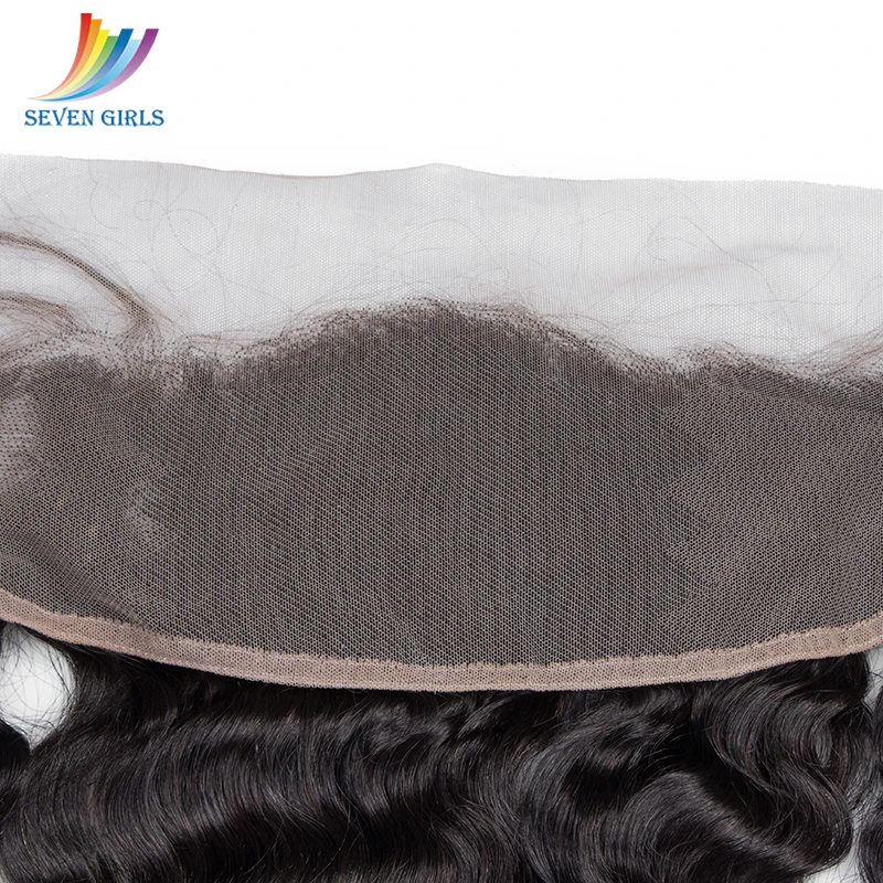 Sevengirls Peruvian Deep Wave Hair 13*4 Lace Frontal Closure With Baby Hair Virgin Human Hair Free/Middle/Three Part Closure