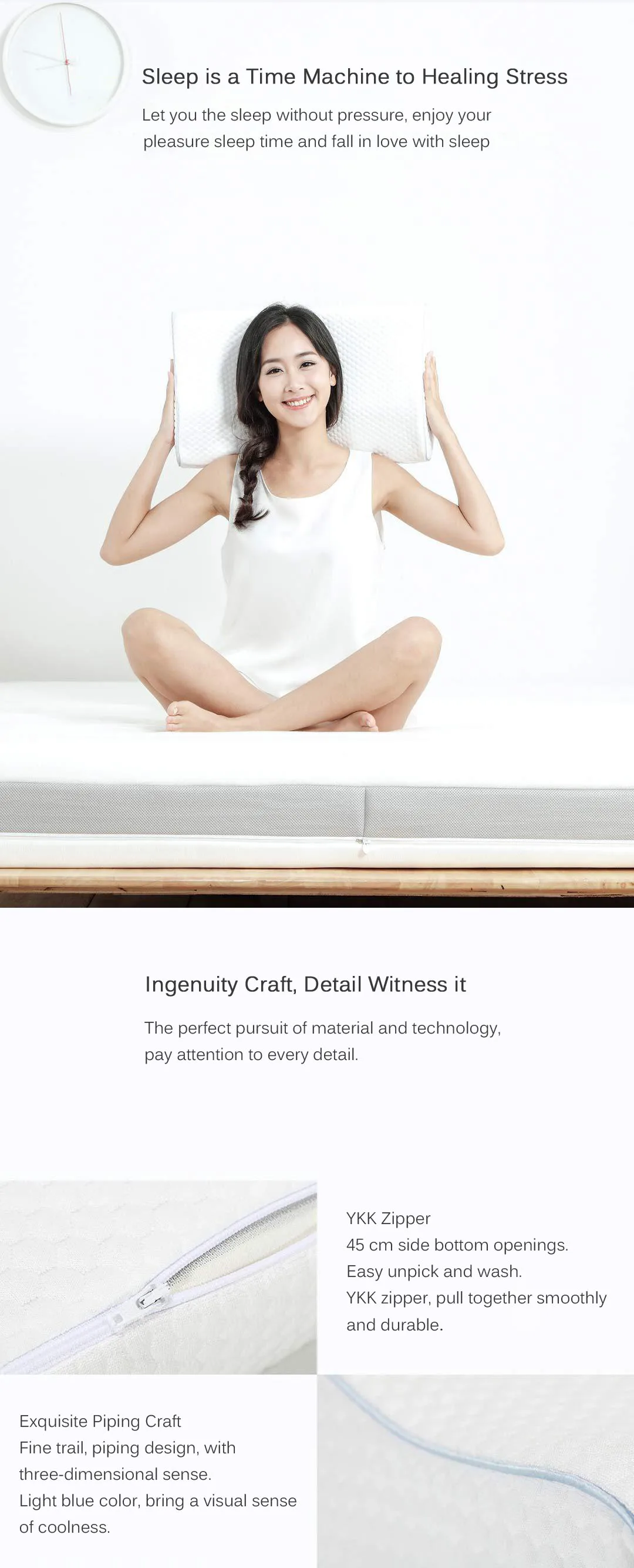 Original Xiaomi 8H Cool Feeling Slow Rebound Memory Cotton Pillow H1 Super Soft Antibacterial Neck Support Pillow