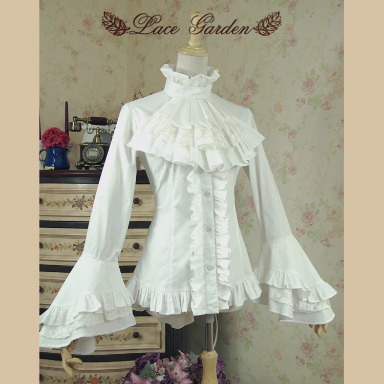 vintage white ruffle blouse