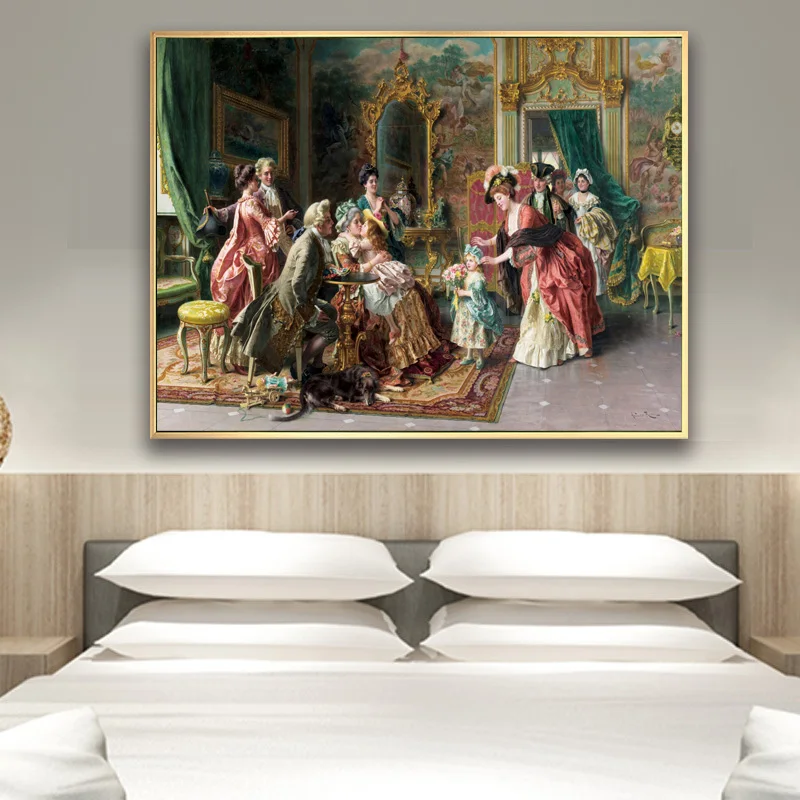 Бесплатная доставка картина маслом семья Реюньон картины на холсте принцессы