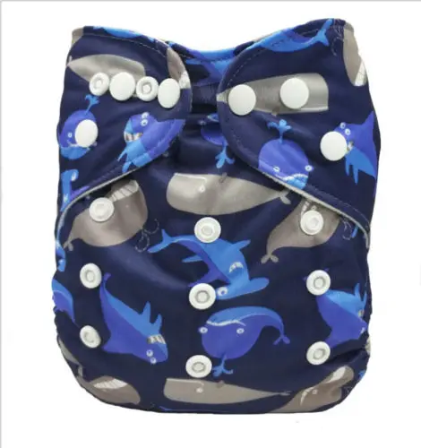 Новорожденных животных ткань пеленки детские регулируемая стирать многоразовая полотняная пеленка карман для подгузников крышка Обёрточная бумага - Цвет: Whale