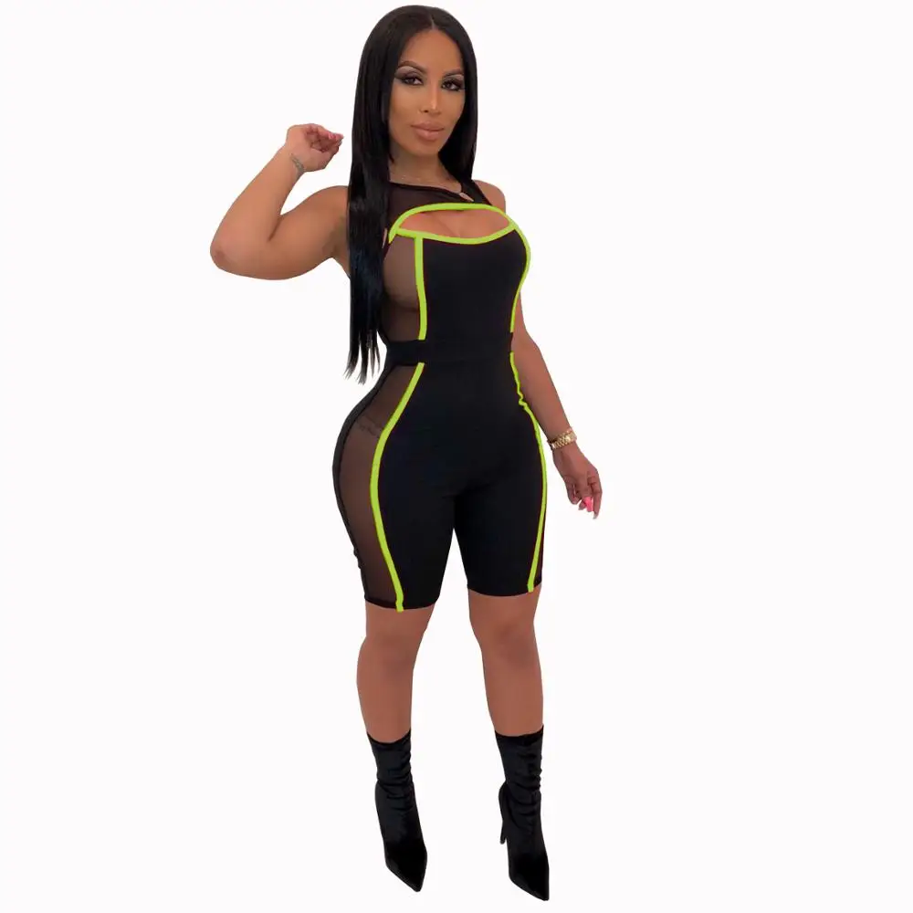 Rompers Women's Jumpsuit Fashion Mesh Stitching Sexy Bodysuit Slim Tight Leg Female Wrap Bodycon Playsuit Nightclub Overalls OL Rompers Women's Jumpsuit Fashion Mesh Stitching Sexy Bodysuit Slim Tight Leg Female Wrap Bodycon Playsuit Nightclub Overalls OL