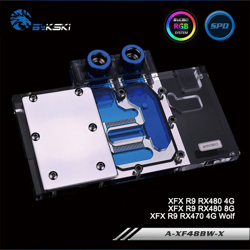 Bykski A-XF48BW-X Full Cover Graphics Card Water Cooling Block RGB/RBW/ARUA for XFX R9 RX480 4/8G, R9 RX470 4G Bykski A-XF48BW-X Full Cover Graphics Card Water Cooling Block RGB/RBW/ARUA for XFX R9 RX480 4/8G, R9 RX470 4G