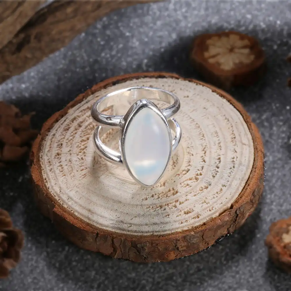 Винтажные кольца для женщин древнее тибетское Серебро Большое целебное хрустальное кольцо Бохо индийское Ювелирное кольцо из лунного камн...