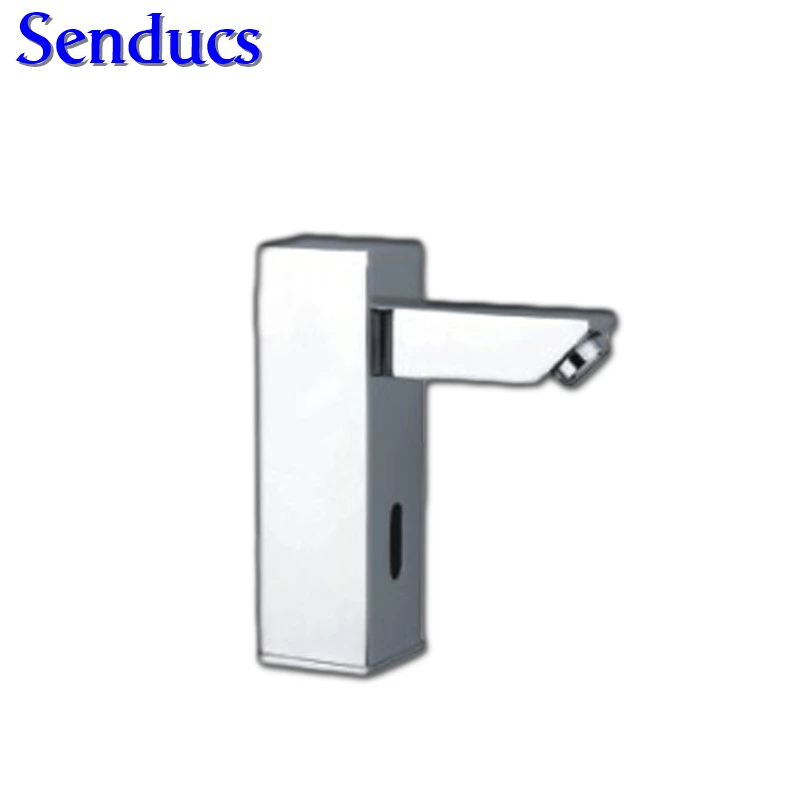 

Free shipping senducs square bathroom sensor faucet with solid brass automatic water faucet by polished chrome touch free faucet