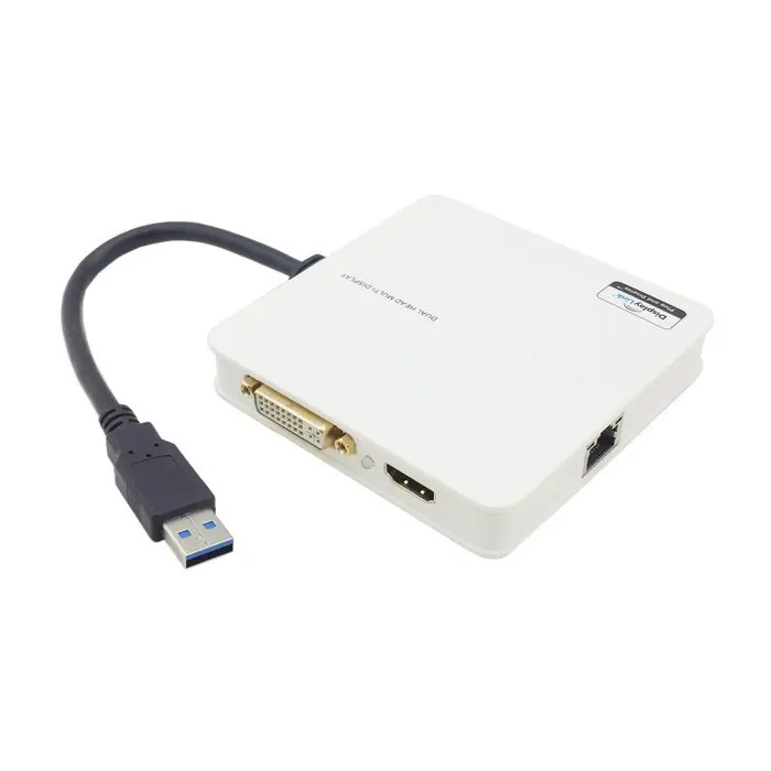 USB 3.0 to DVI HDMI HDTV External Graphics Card & RJ45 Gigabit Ehternet Adapter 3 in 1 Multiplicate Function,Free Shipping