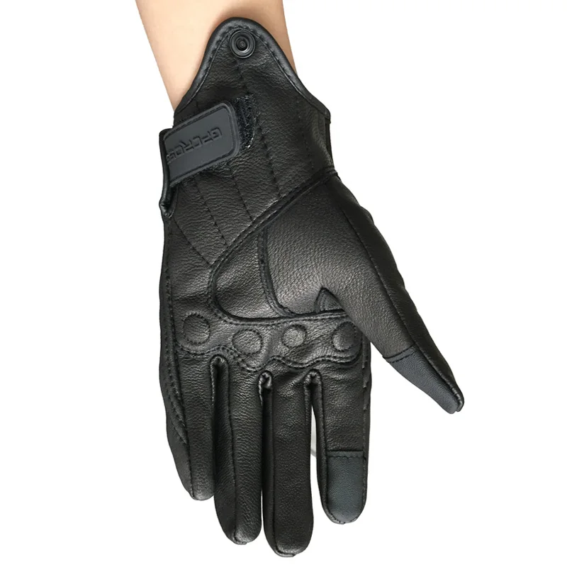Ретро-перчатки из перфорированной натуральной кожи для мотоциклистов, ветрозащитные защитные перчатки для мотокросса