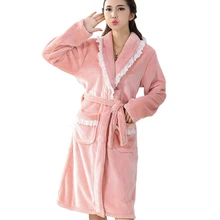 Зимние Фланелевое пальто женское утепленное плотное халат теплая куртка Повседневное топы плюс женский размер Осенние удлинить пижамы пальто N313