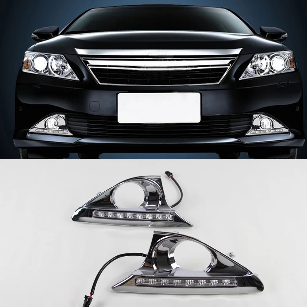

Car LED Daytime Running Lighs Daylight DRL Fog Light Cover With Turn Yellow Signal For Toyota Camry 2011 2012 2013 2014 12V