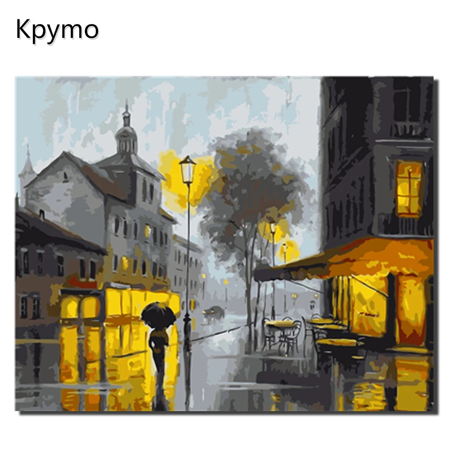 

Frameless Landscape Street view DIY Painting By Numbers Kit Paint On Canvas Painting Calligraphy For Home Decor VA-0201