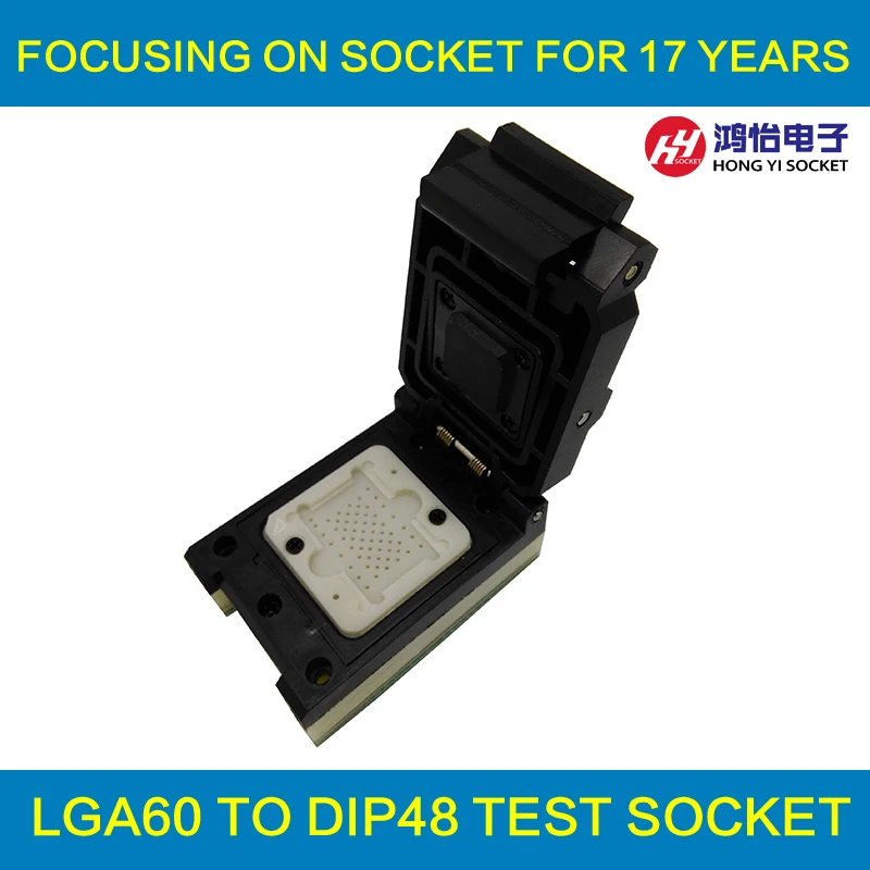 

LGA60 TO DIP48 Pogo Pin Flash Programmer Adapter IC Test Socket LGA60 Burn in Socket Clamshell Structure iphone NAND programmer